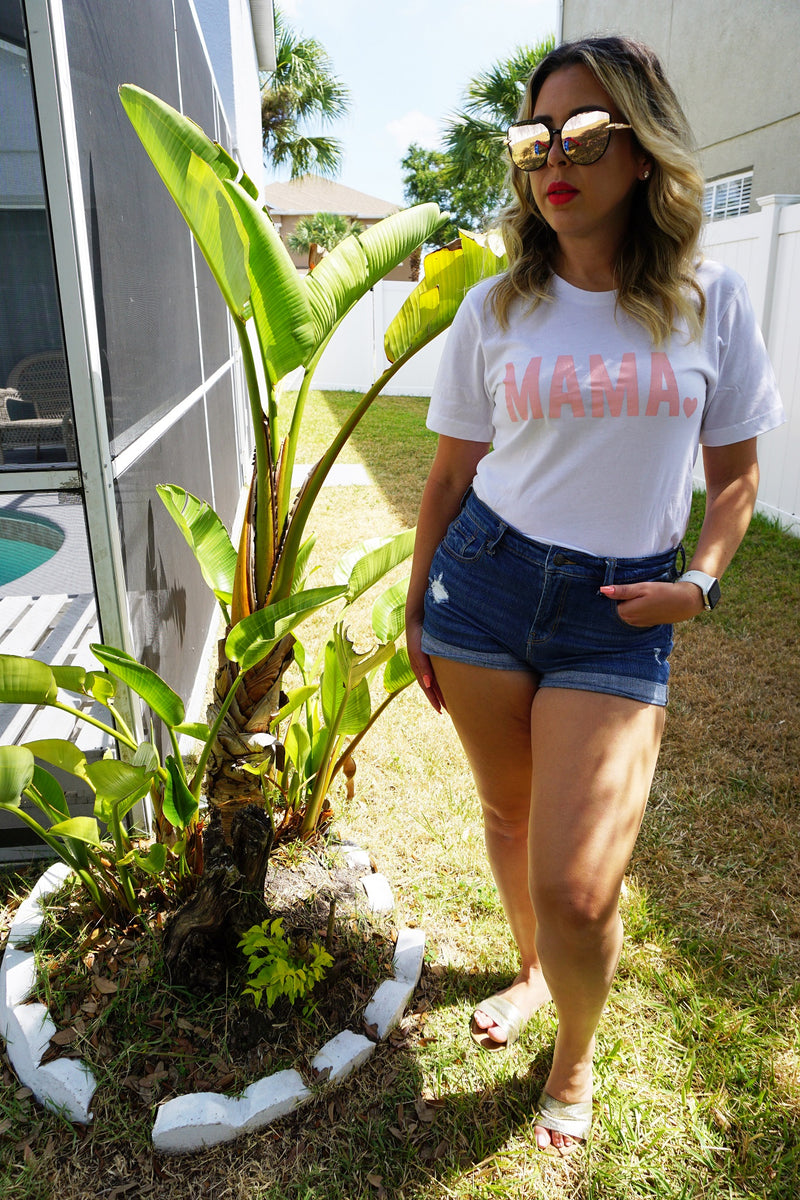 Mama Graphic Tee in Peach