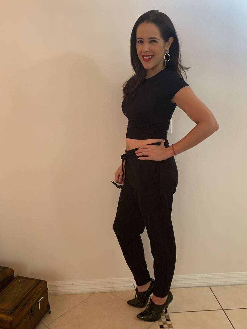 Black Tight Crop Tee